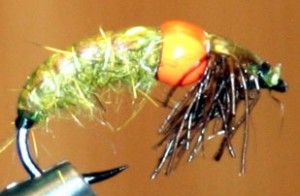 Olive Czech Nymph with Bead Hot Spot - Tied by Arron Varga