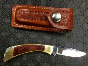 Browning Locking Knife Made in USA Brass and Rosewood