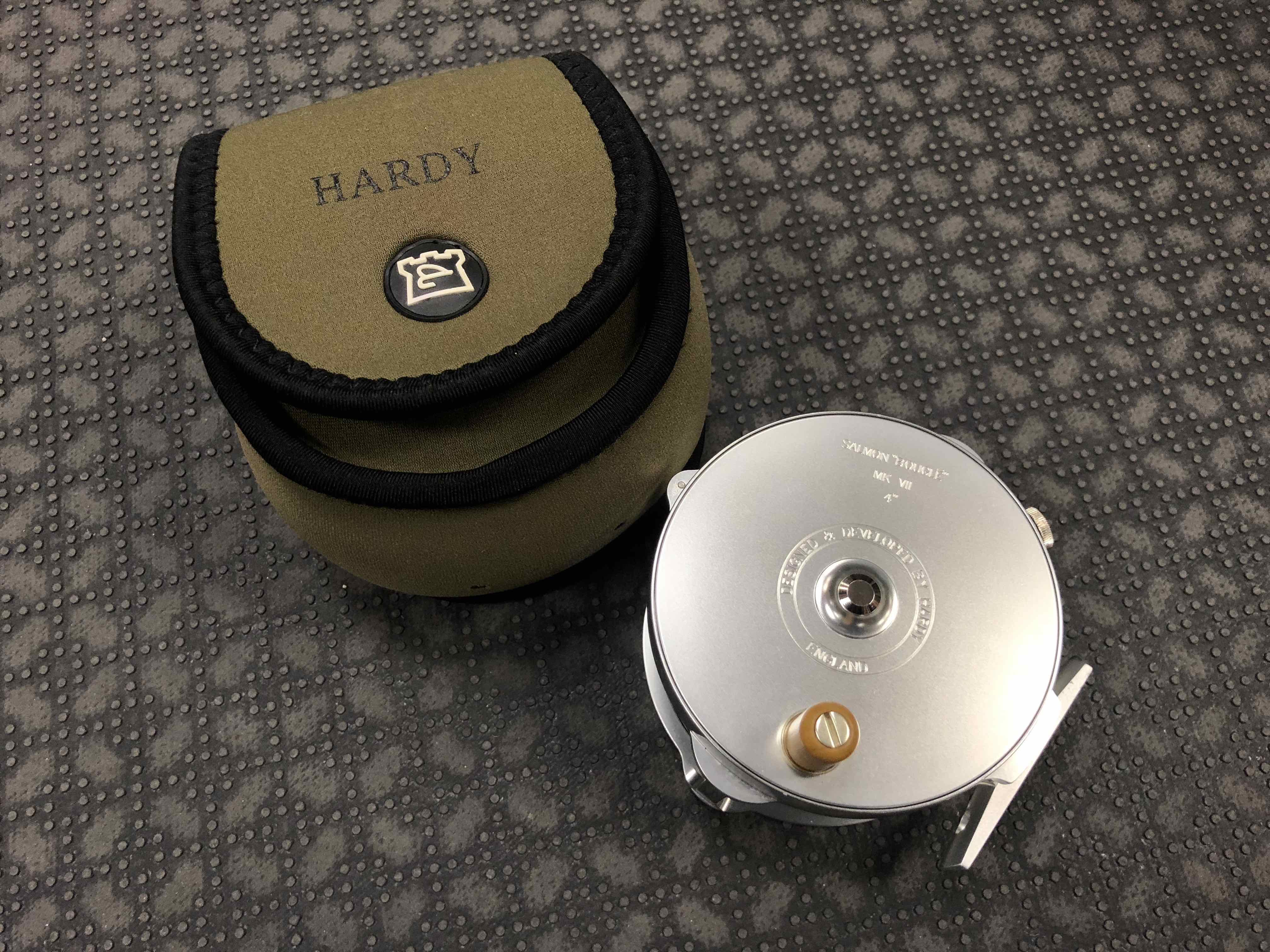 SOLD! – Hardy Salmon Bougle Vintage Fly Reel MKVII – 4” – LIKE NEW! – $350  – The First Cast – Hook, Line and Sinker's Fly Fishing Shop