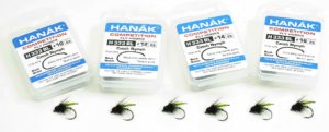 Hanak Competition H333BL Czech Nymph Black Nickel Extra Long Needle Point Bent In Point Barbless Hook B