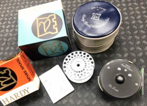 Hardy The Zenith Multiplier Fly Reel Made in England c/w Original Box ,Vinyl Zippered Case, Scientific Anglers Sharkskin WF8F Fly line & Spare Spool in Original Boxes - $EXCELLENT CONDITION! - $225