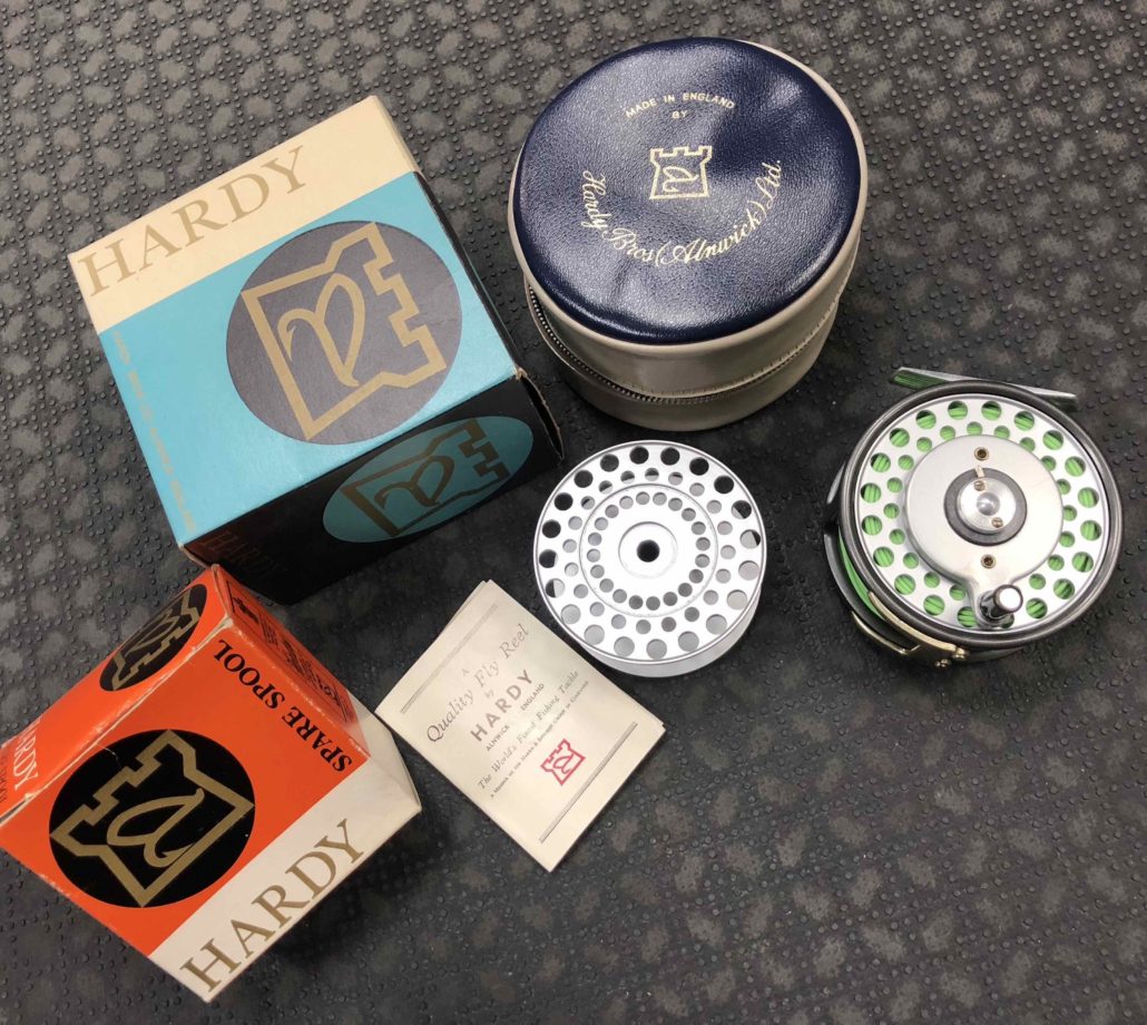 SOLD! – Hardy The Zenith Multiplier Fly Reel Made in England c/w Original  Box ,Vinyl Zippered Case, Scientific Anglers Sharkskin WF8F Fly line &  Spare Spool in Original Boxes – EXCELLENT CONDITION! –