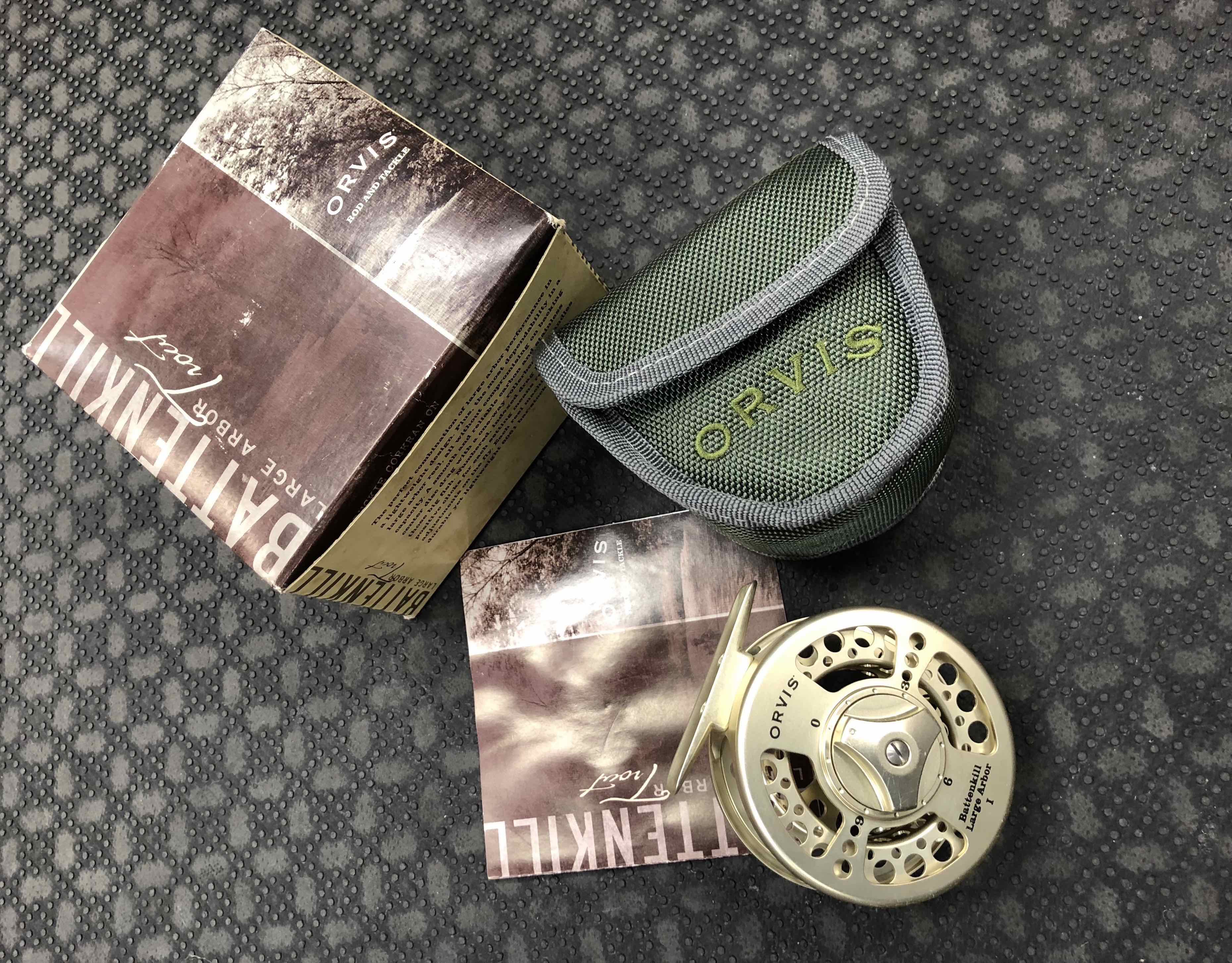 SOLD! – Orvis Battenkill Large Arbour – Gold #1 Trout Fly Reel c/w Original  Box and Pouch – LIKE NEW! – $100 – The First Cast – Hook, Line and Sinker's  Fly Fishing Shop