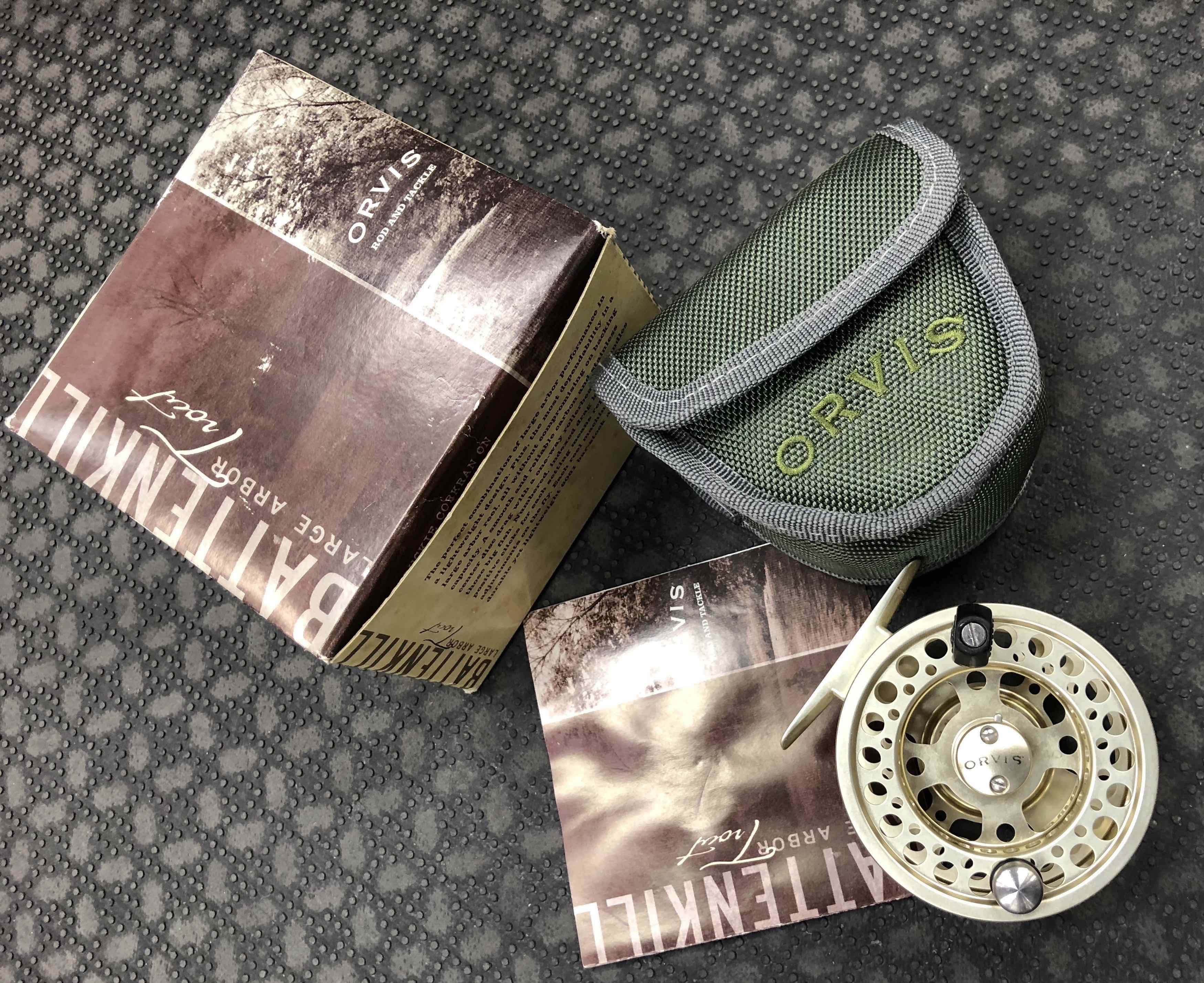 SOLD! – Orvis Battenkill Large Arbour – Gold #1 Trout Fly Reel c/w Original  Box and Pouch – LIKE NEW! – $100 – The First Cast – Hook, Line and Sinker's Fly  Fishing Shop
