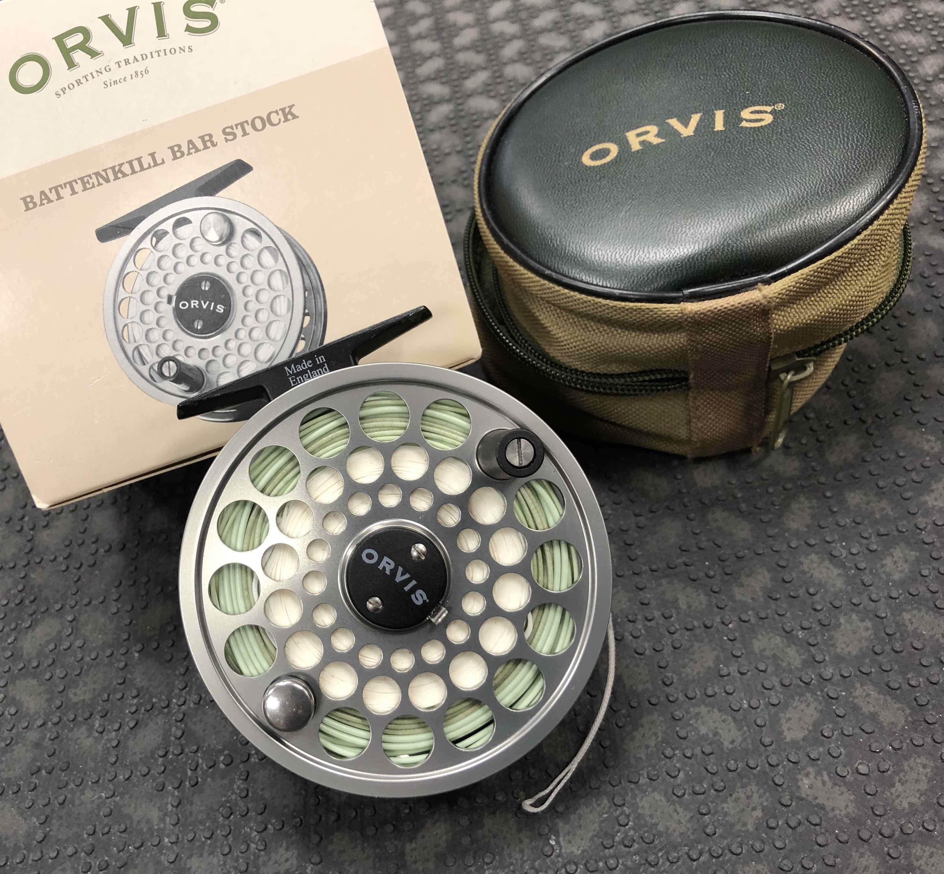 Orvis Made in England Battenkill BBS V Fly Reel - Titanium c/w WF8F & Original Box & Zippered Pouch - GREAT SHAPE! - $150