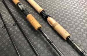 Raven RV9 Centerpin Float Rod - 3pc 13’ 6" Baitcast Rod & Centerpin Butt Section c/w Twist AND DOUBLE Custom Rod Tube - GREAT SHAPE! - $350