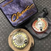 White River Classic Limited Edition Bronze Fly Reel - Size 7/8 c/w Cortland WF6F Fly Line in Lambs Wool Pouch & Spare Spool with WF6F Red Fly Line - LIKE NEW! - $200