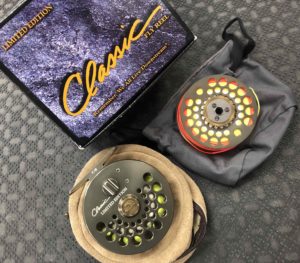 White River Classic Limited Edition Bronze Fly Reel - Size 7/8 c/w Cortland WF6F Fly Line in Lambs Wool Pouch & Spare Spool with WF6F Red Fly Line - LIKE NEW! - $200