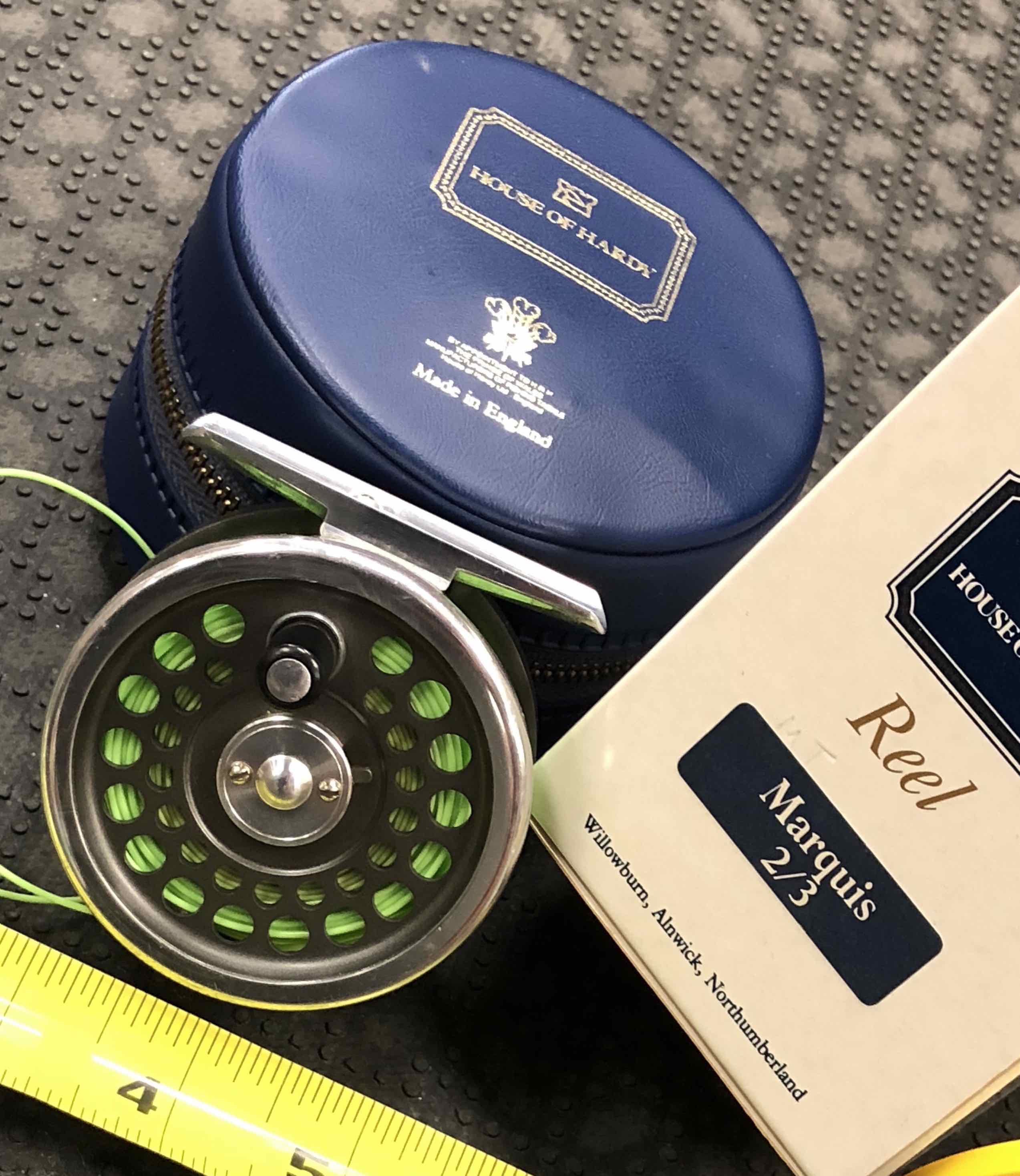 Hardy Fly Reel - Made in England - Marquis #2/3 c/w Original Box, Zippered Vinyl Case & Scientific Anglers GPX WF3F Fly Line - LIKE NEW! - $170