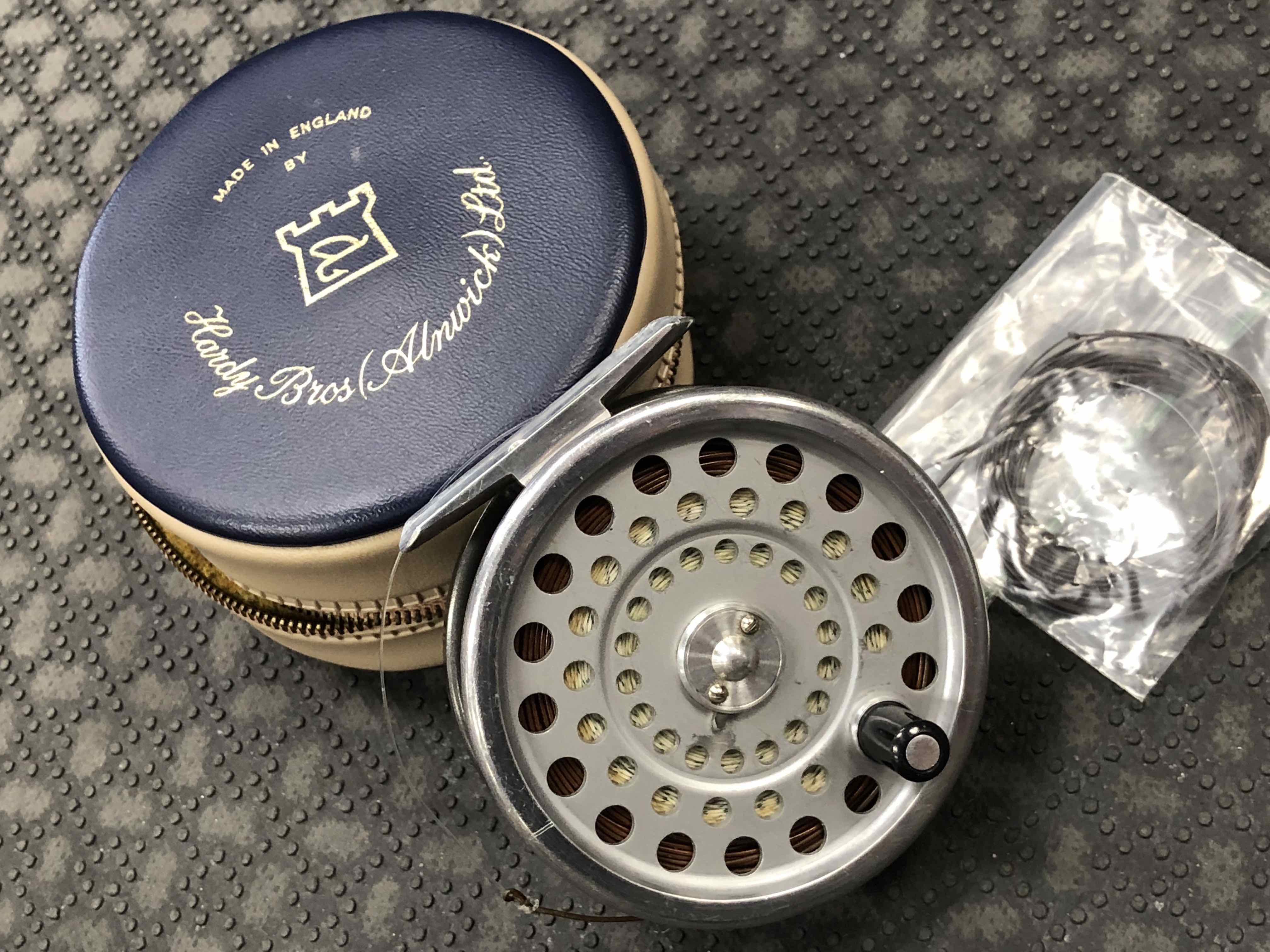 Hardy Fly Reel - Made in England - Marquis #7 c/w Zippered Vinyl Case, WF6S & Sink Leader - GOOD CONDITION! - $180