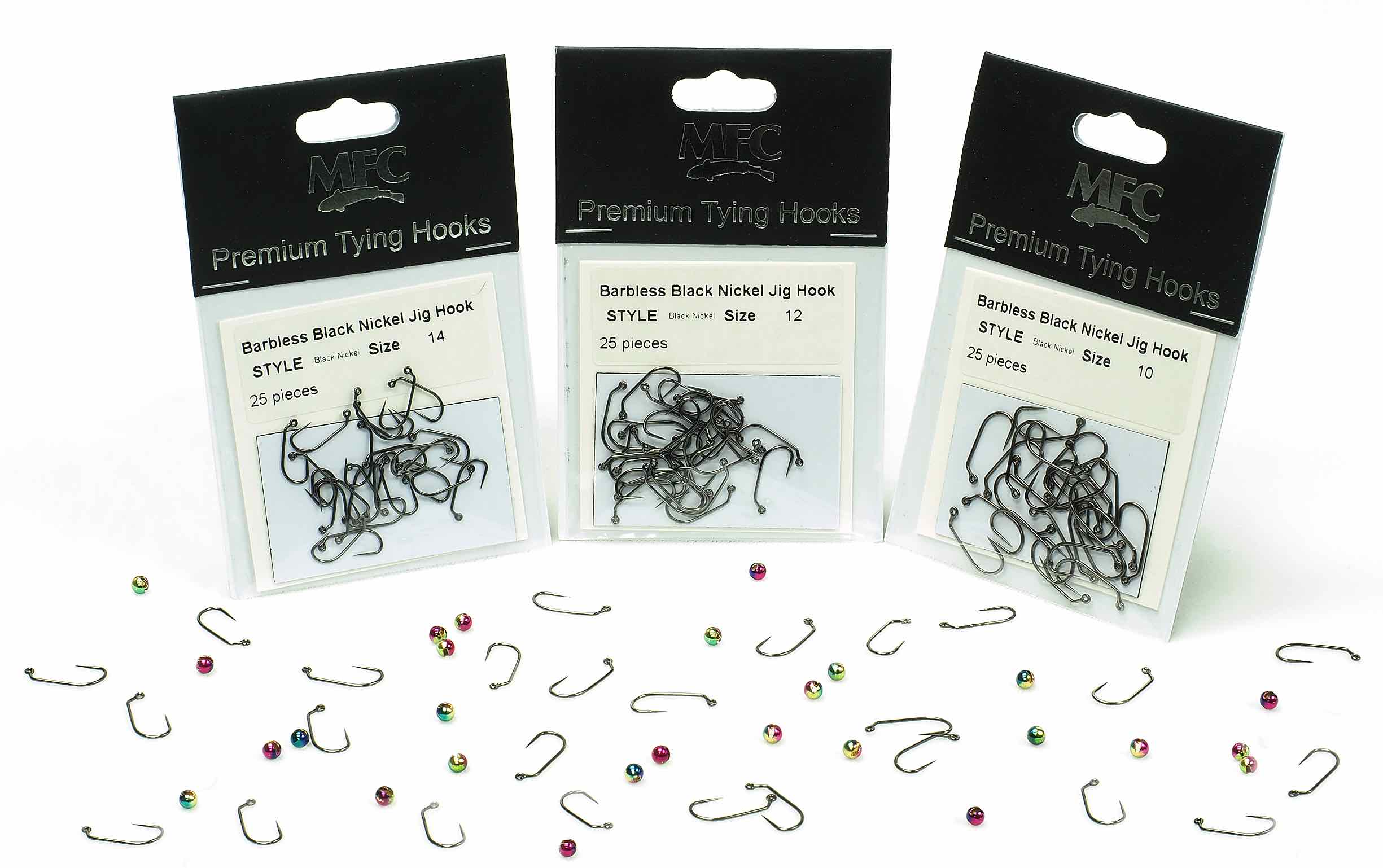 MFC – Montana Fly Company Premium Tying Hooks – Barbless Black Nickel Jig  Hooks – The First Cast – Hook, Line and Sinker's Fly Fishing Shop