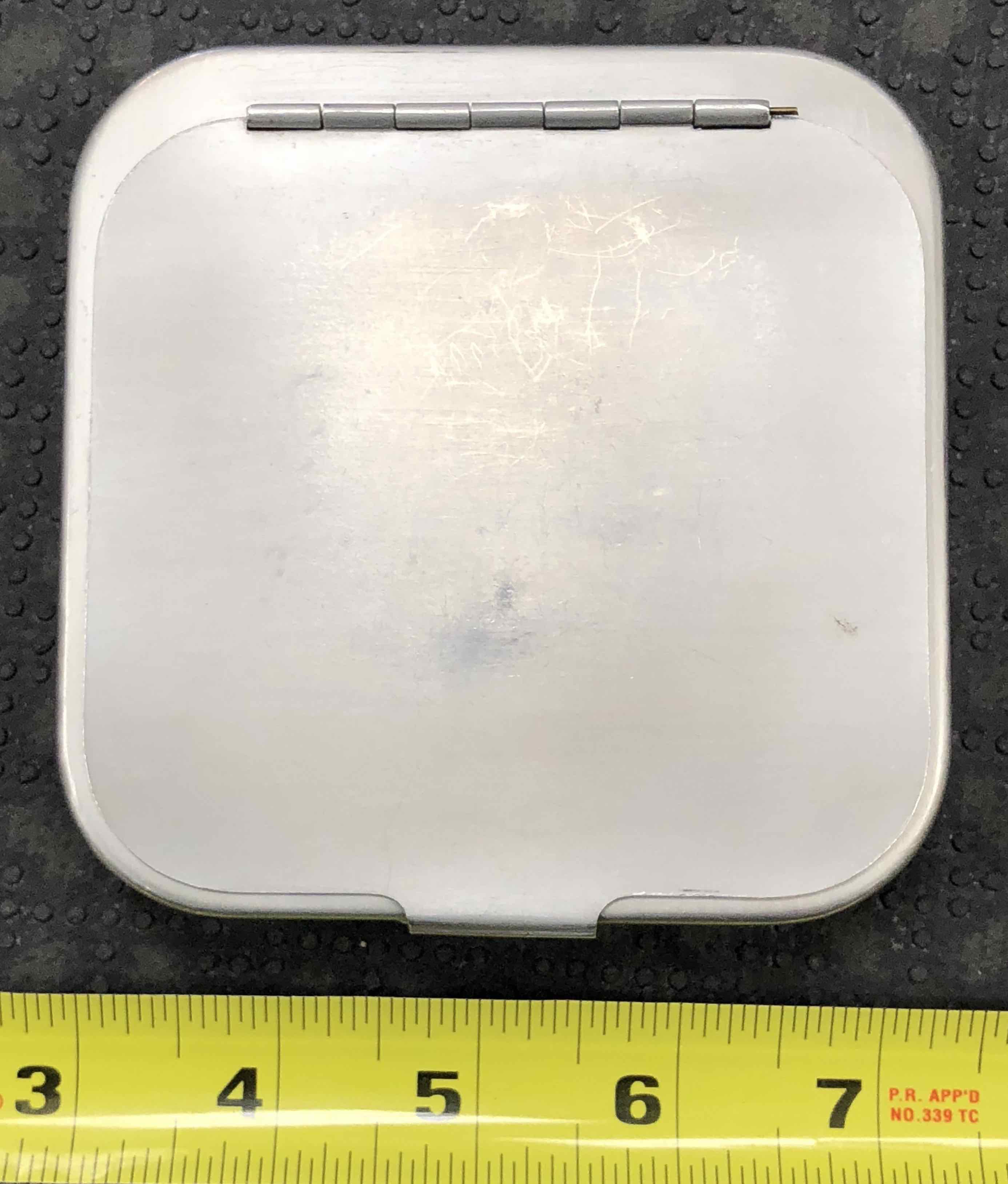 Richard Wheatley - Silver Aluminum Fly Box - 10 clips / 4 Rows & 7 Clips / 5 Rows & Flip Top Compartment for Leaders - 4 1/4" x 4 1/4" x 1” - GOOD CONDITION! - $25