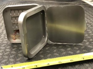 Richard Wheatley - Silver Aluminum Fly Box - 10 clips / 4 Rows & 7 Clips / 5 Rows & Flip Top Compartment for Leaders - 4 1/4" x 4 1/4" x 1” - GOOD CONDITION! - $25