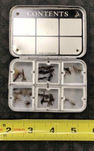 Richard Wheatley - Silver Aluminum Fly Box - 6 compartments 3 1/2" x 3 1/2" x 3/4" - GOOD CONDITION! - $25