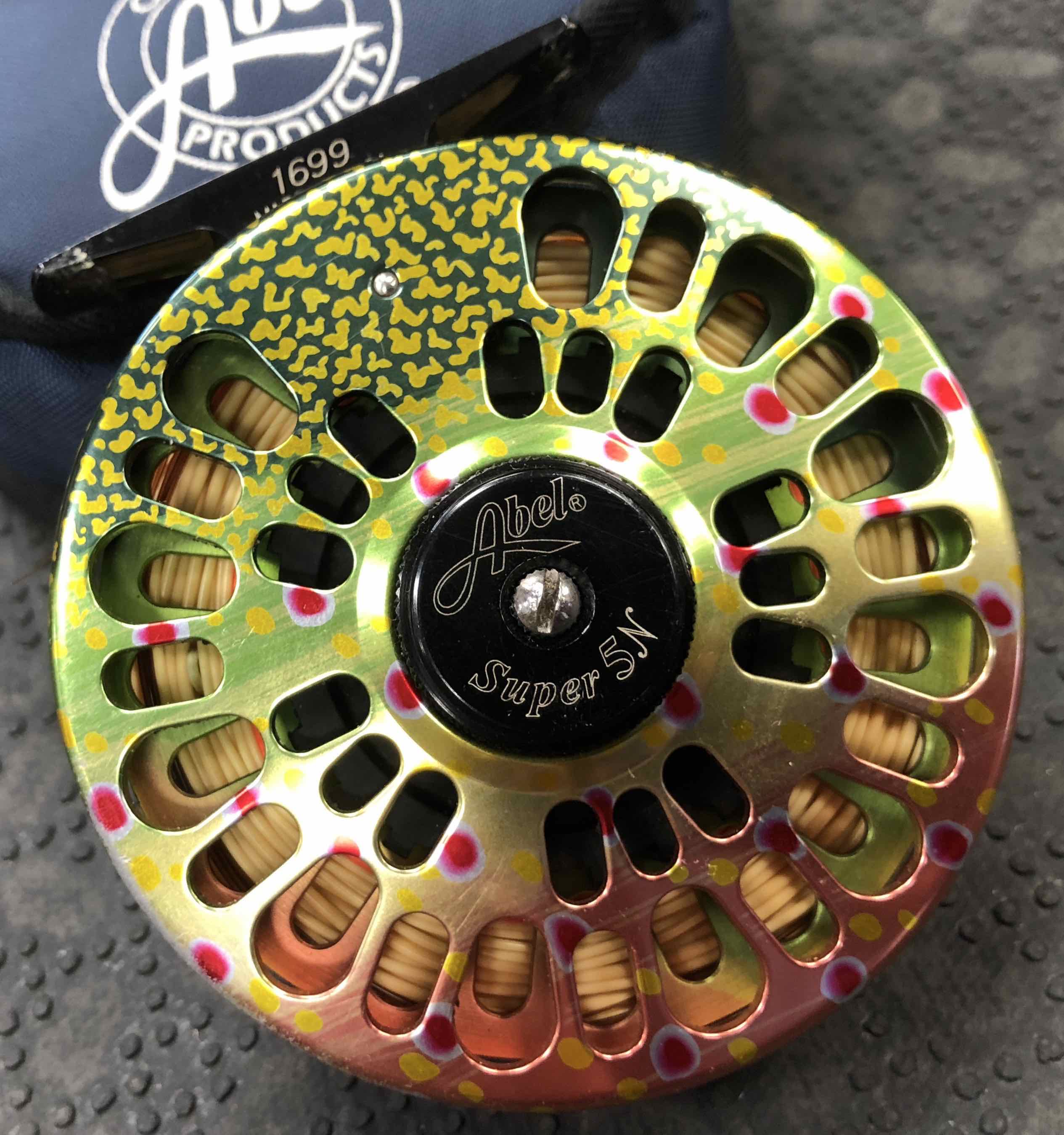 Abel Super Series 5wt Fly Reel c/w Optional Brook Trout Graphic, Pouch & Fly Line - LIKE NEW! - $450