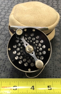 Ted Godfrey Classic 3wt Custom Hand Machined Fly Reel c/w Fly Line & Pouch - GREAT SHAPE! - $550