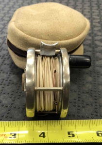 Ted Godfrey Classic 3wt Custom Hand Machined Fly Reel c/w Fly Line & Pouch - GREAT SHAPE! - $550