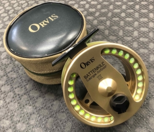 Orvis Battenkill - Made in England - Large Arbour II Fly Reel - Gold - C/W RIO Grand WF4F Fly Line - GREAT SHAPE! - $150