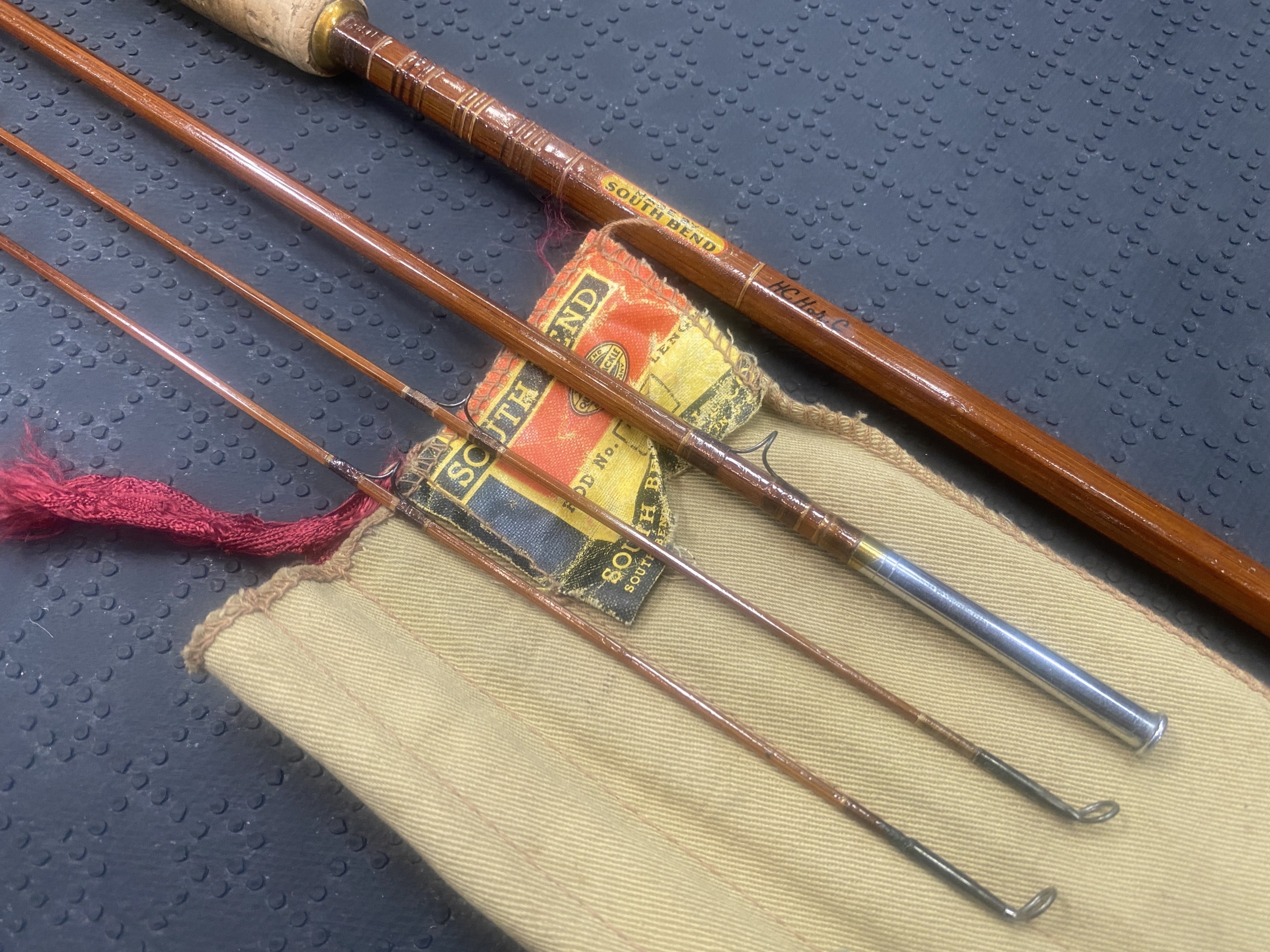 Vintage South Bend Model #24 – 9′ – 3pc – HCH 6-7Wt – 2Tip – Bamboo Fly Rod  – C/W Original Cloth Bag – GOOD SHAPE! – $150 – The First Cast – Hook, Line  and Sinker's Fly Fishing Shop